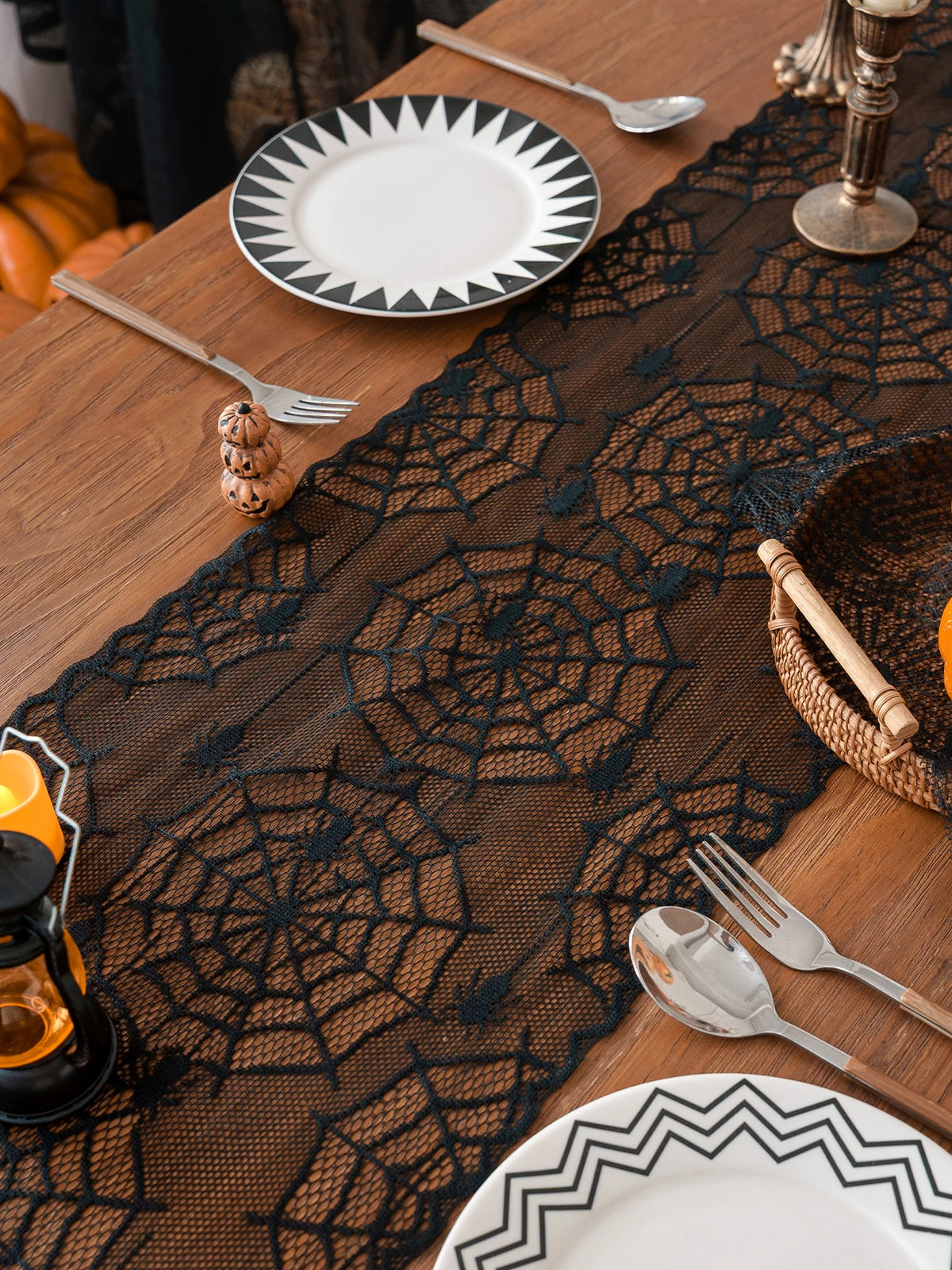 Black Widow Lace Table Runner