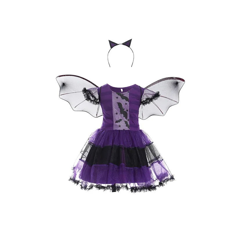 Little Witch & Bat Kids Costume Set