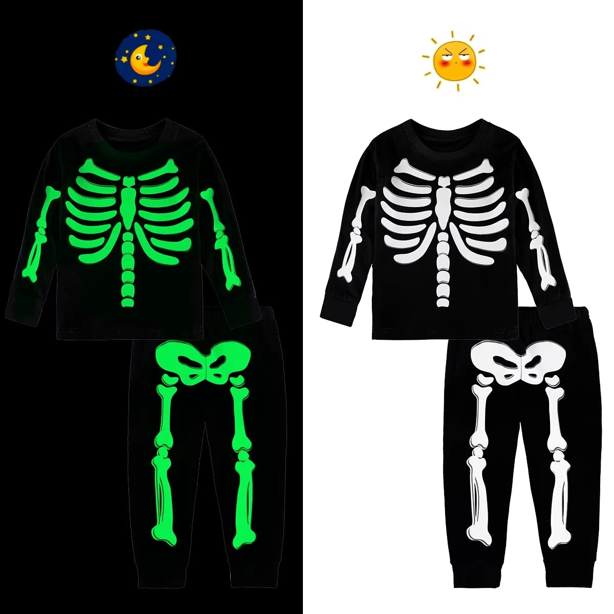 Glow Skeleton Kids Costume Pajamas