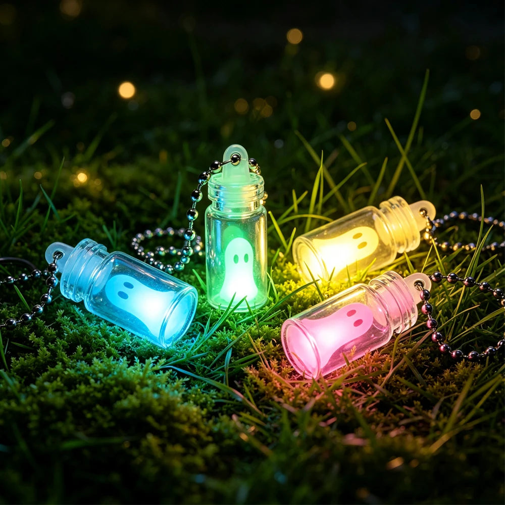 Glow Ghost Bottle Keychains (4 pcs)