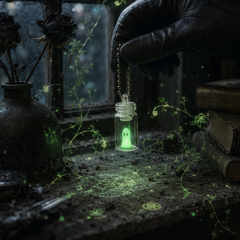 Glow Ghost Bottle Keychains (4 pcs)
