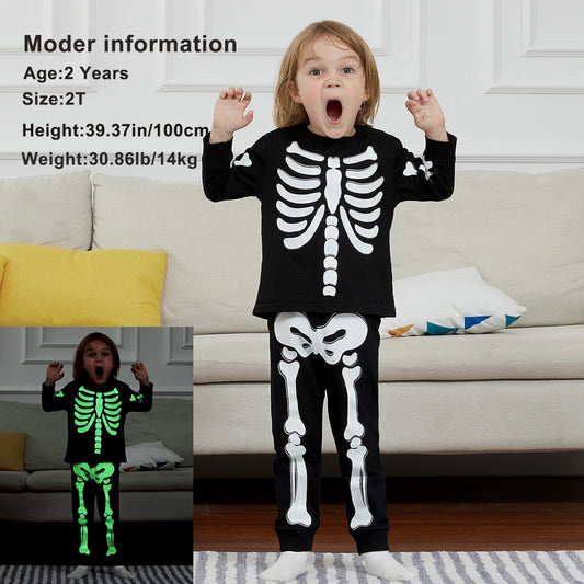 Glow Skeleton Kids Costume Pajamas