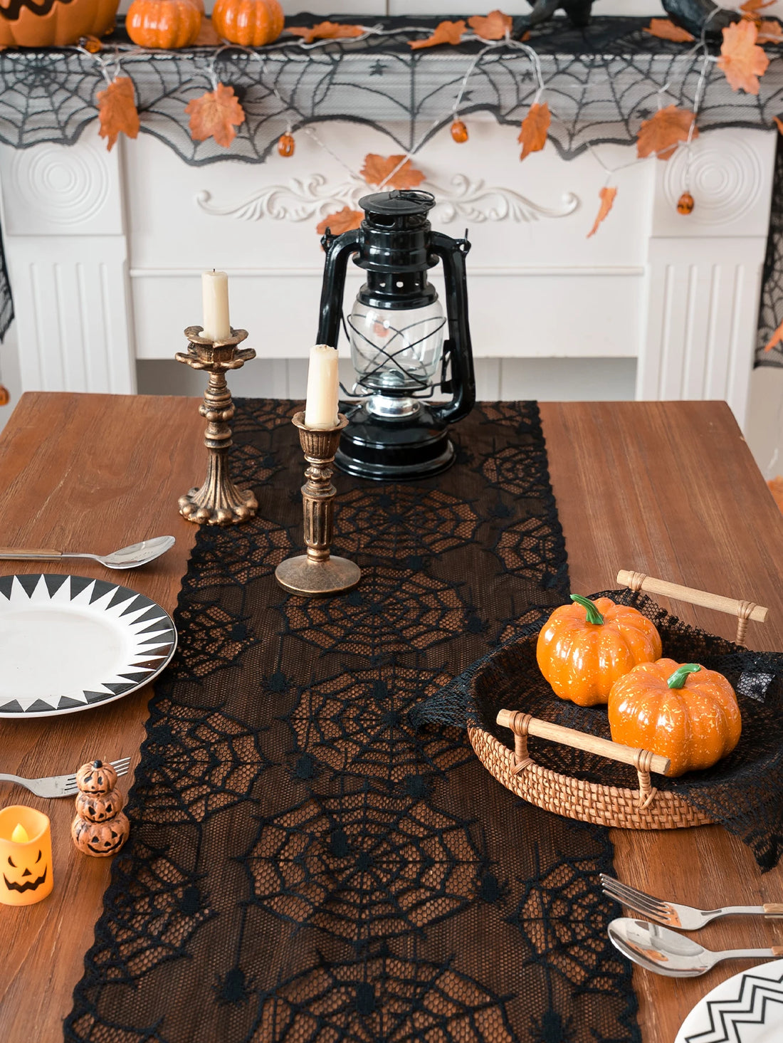 Black Widow Lace Table Runner