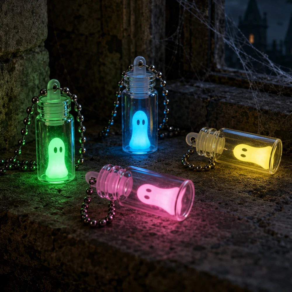 Glow Ghost Bottle Keychains (4 pcs)