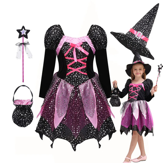 Little Witch & Bat Kids Costume Set
