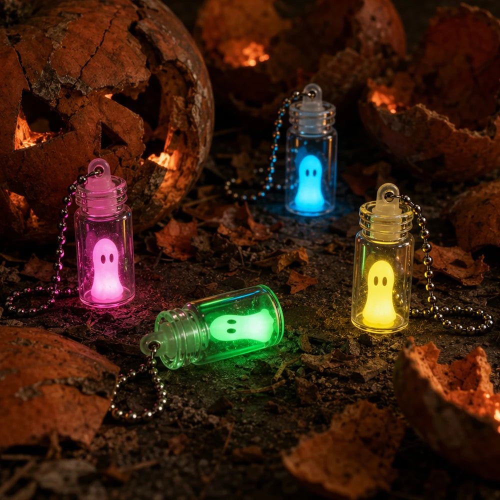 Glow Ghost Bottle Keychains (4 pcs)